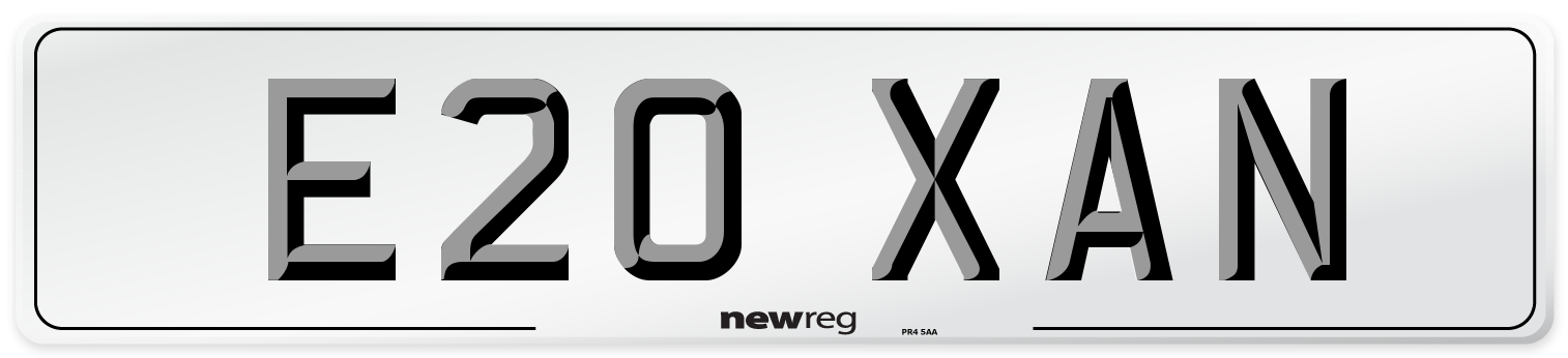 E20 XAN Number Plate from New Reg